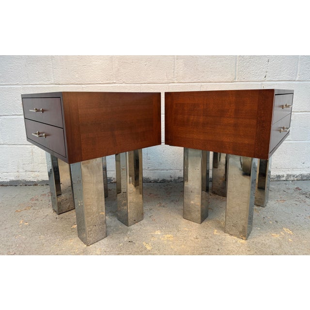 Vintage Modern Walnut and Metal Office End Tables For Sale - Image 4 of 15