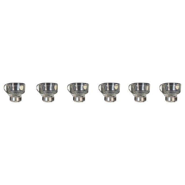 Vintage Glass Coffee Set, Italy, 1970s, Set of 6 For Sale