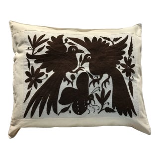Mexican Tenango Hand Embroidered Pillow Cover For Sale