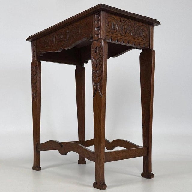 Wood Early 20th Century English Carved Oak Side Table For Sale - Image 7 of 11
