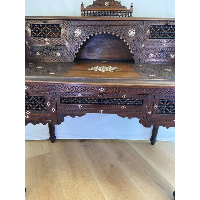 Antique Moorish Style Inlaid Desk and Chair Set For Sale - Image 9 of 14