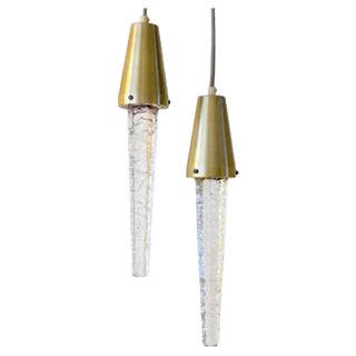 Glass & Brass Icicle Pendants from Atelje Engberg, 1960s, Set of 2 For Sale