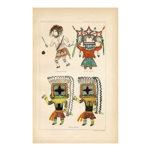 Early 1900s, Hopi Indian Kachina Print, Single Star, Original Antique Native American Lithograph