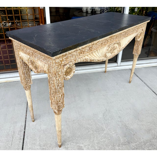 Neoclassical Style Console Table With Faux Slate Top For Sale In Miami - Image 6 of 9