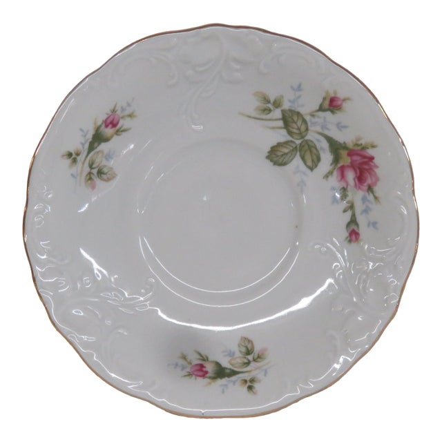 Mid 20th Century Wawel Made in Poland Floral Saucer Pompadour Rose Collection Small Plate For Sale