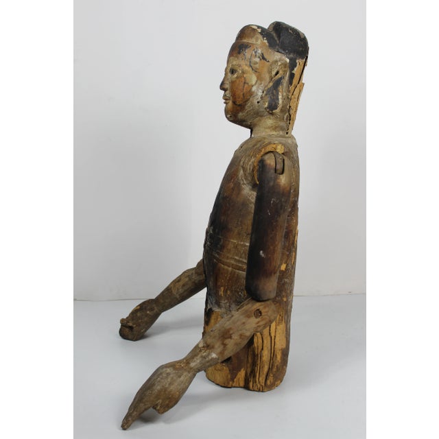 18th Century Century Pacific Rim Carved Wooden Figure Sculpture For Sale In San Diego - Image 6 of 9
