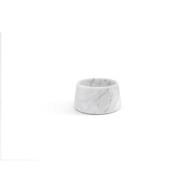 Small White Carrara Marble Cat or Dog Bowl For Sale - Image 4 of 8