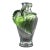 1989 Lalique Tanega Green Frosted & Clear Crystal Leaf Vase in Original Box For Sale