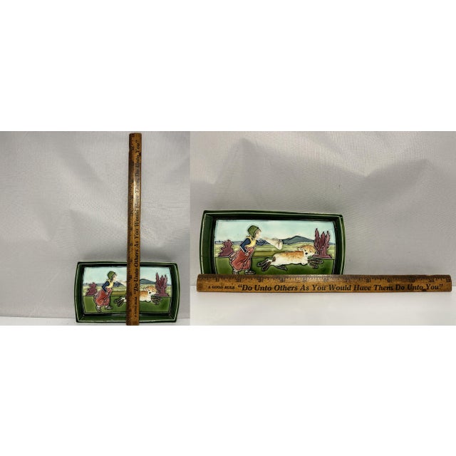 Art Nouveau Majolica Tray: Girl & Dog, Carl Luber c. 1900 For Sale - Image 10 of 10