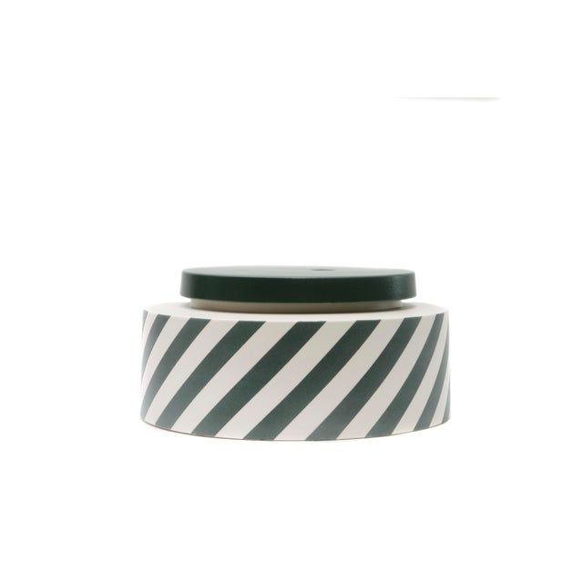 This ceramic vase with a wooden stopper is a unique piece made by hand and is stackable. Stamped by Maker,Stamped by Maker