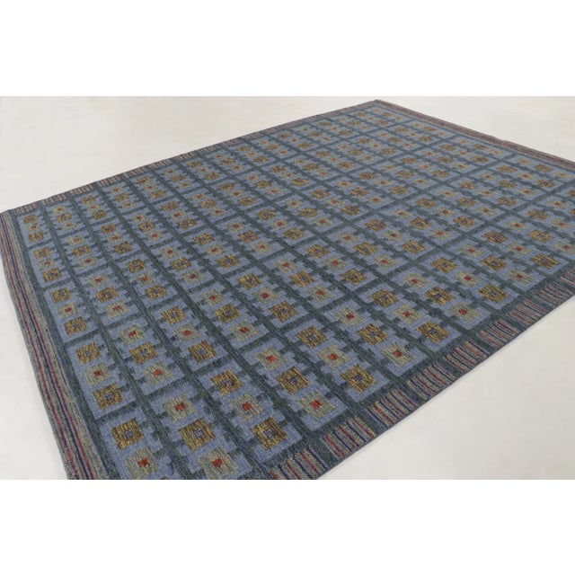 Mid-Century Modern Contemporary Scandinavian Style Geometric Wool Kilim by Rug & Kilim, India For Sale - Image 3 of 10