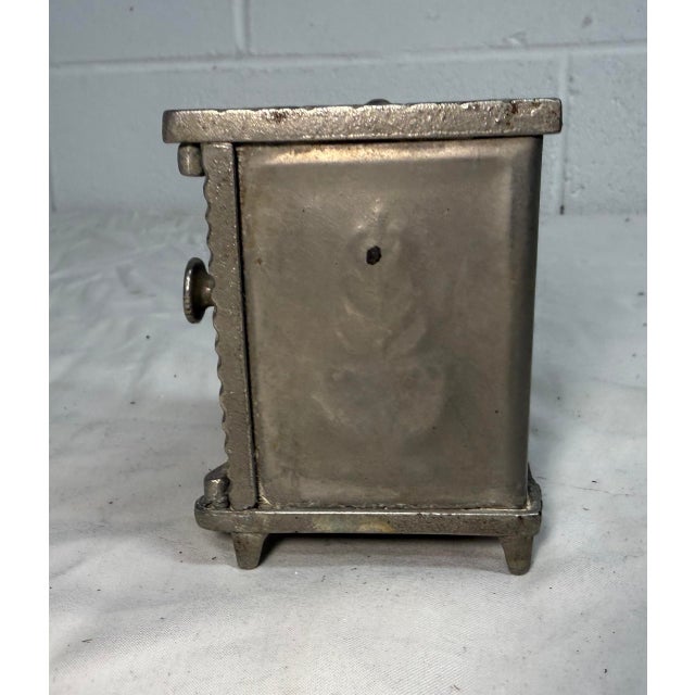 Gray Antique 19th Century Cast Iron Star Safe Lock Deposit Coin Still Bank For Sale - Image 8 of 11
