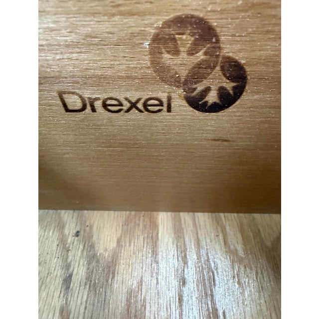 Wood Professionally Refinished Drexel Heritage Campaign Dresser in Navy With Brass Hardware For Sale - Image 7 of 8