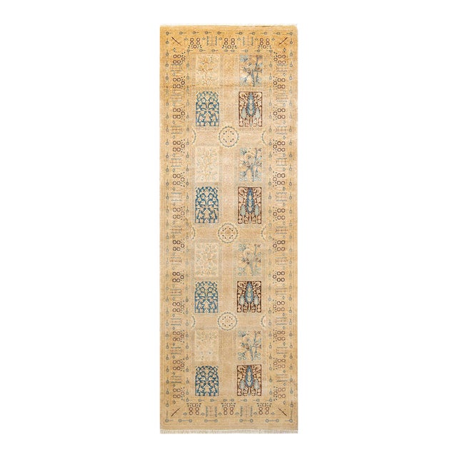 Mogul, One-of-a-Kind Hand-Knotted Runner Rug - Ivory, 3' 0" x 8' 9" For Sale