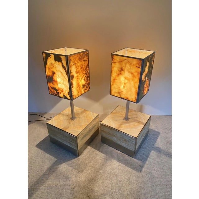 Alabaster Side Table & Lamp by Tommaso Barbi, Italy, 1970s, Set of 2 For Sale - Image 4 of 18