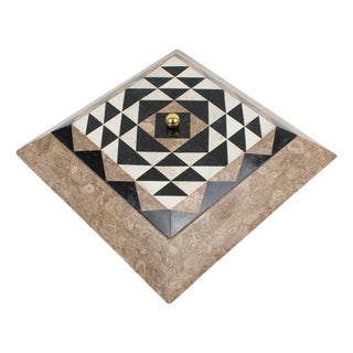 Maitland-Smith Oversized Tessellated Marble Stone Box, circa 1980 For Sale