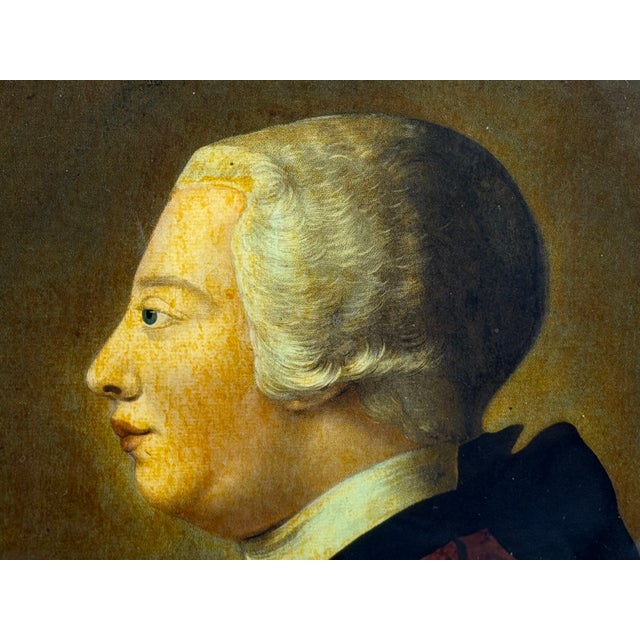 English 18th Century King George III Reverse-Painted Mezzotint on Glass After Jeremiah Meyer Ra, Engraved by Richard Purcell, London For Sale - Image 3 of 18