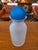 Vintage Frosted Glass Decanter / Bottle With Cobalt Blue Ball Stopper For Sale - Image 13 of 14