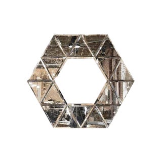 Large Hexagonal Antiqued Mirror For Sale