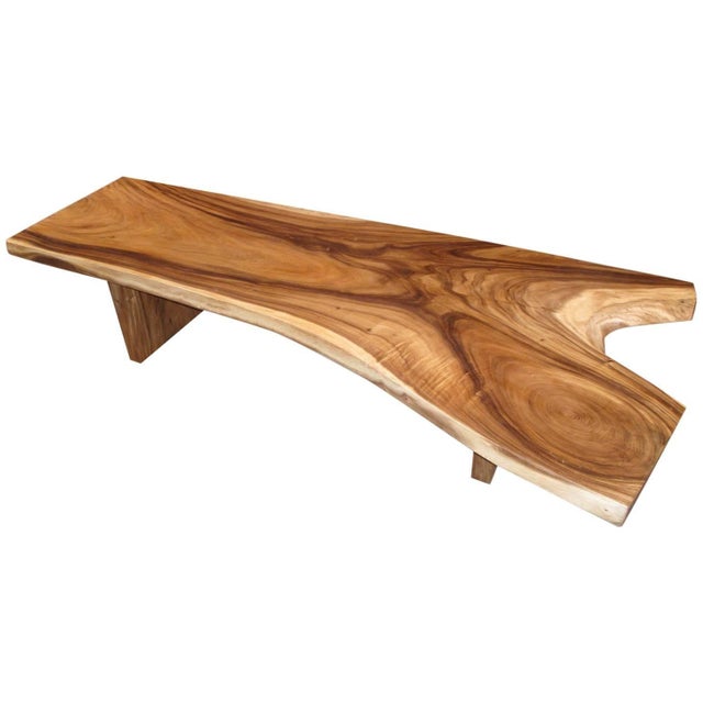 Single slab reclaimed suar wood with beautiful natural contrasting grain. Shown with a modern minimalist base. Own an...