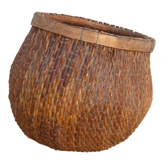 Rounded Antique Chinese Basket For Sale