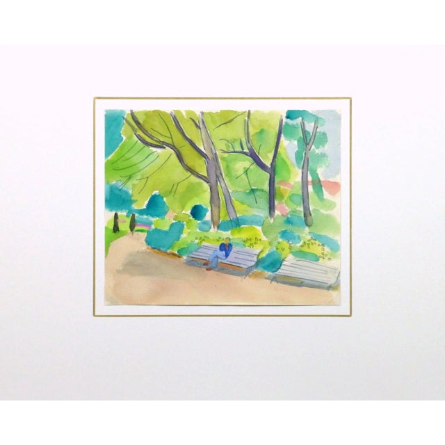 Madeleine Scali, Vintage French Watercolor - Paris Park For Sale - Image 4 of 5
