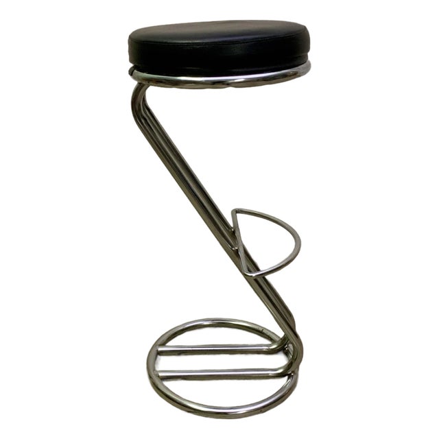 1970s Italian Mid-Century Modern Chrome Bar Stool For Sale
