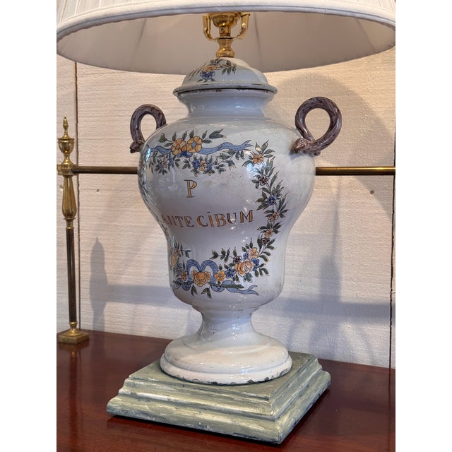 1980s Pair of 1980s Faience Lamps For Sale - Image 5 of 9