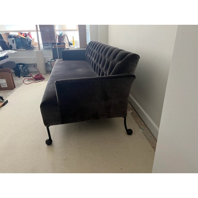 Modern Velvet Tufted Sofa For Sale In Chicago - Image 6 of 13