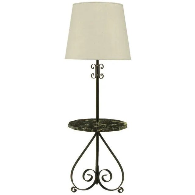 Stone Black Dodecagon Marble & Iron Moorish Floor Lamp For Sale - Image 7 of 7