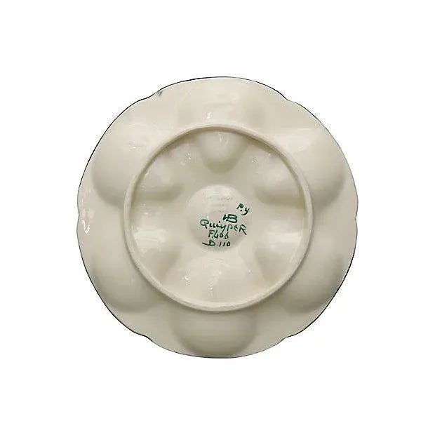 Midcentury French Henriot Quimper oyster plate. Maker's mark on underside.