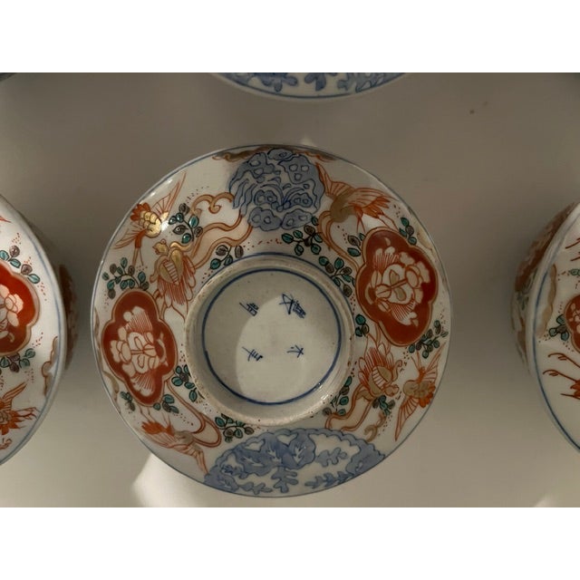 Antique Colored-Imari Rice/Soup Bowls With Lids - Rare Collection of Set of 12 For Sale - Image 14 of 18