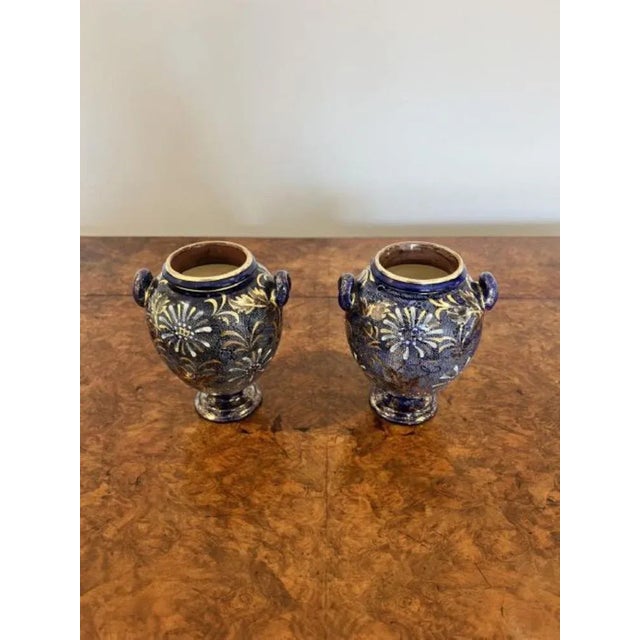 Small Antique Doulton Vases, 1880s, Set of 2 For Sale - Image 3 of 5