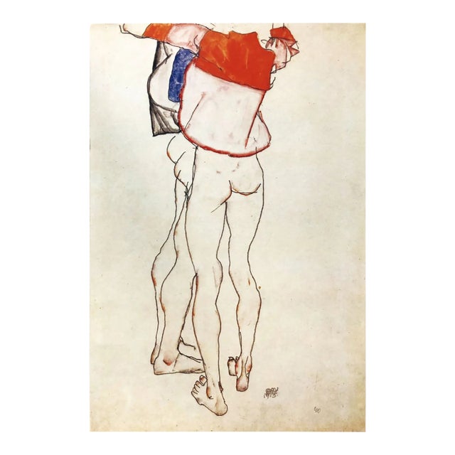 1981 Egon Schiele 21 Erotic Drawings Two Female Torsos For Sale