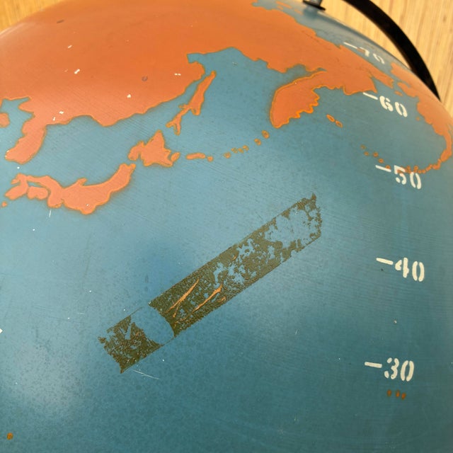 Blue 1950s Mid-Century Modern Large 20” A. J. Nystrom Metal Activity Globe For Sale - Image 8 of 12