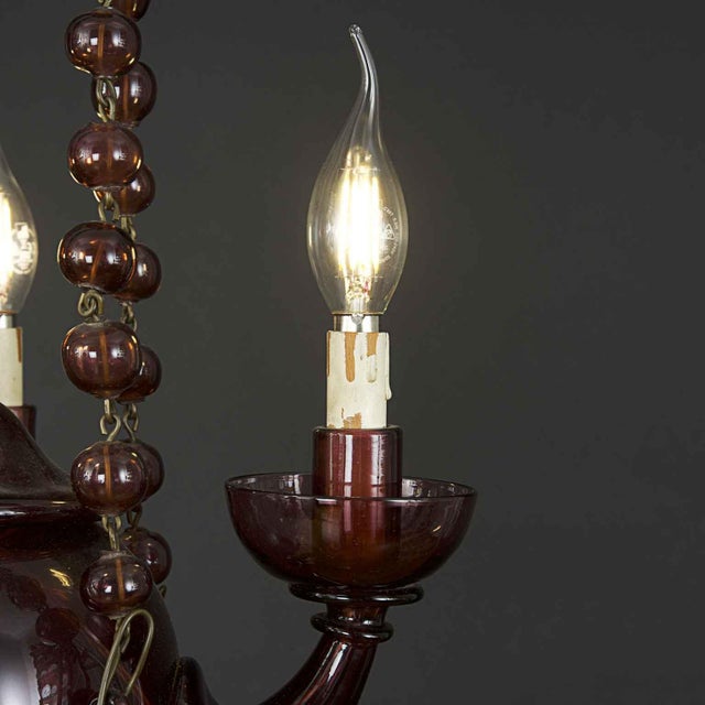Venetian Amethyst Blown Glass Chandelier, 1900s For Sale - Image 11 of 13