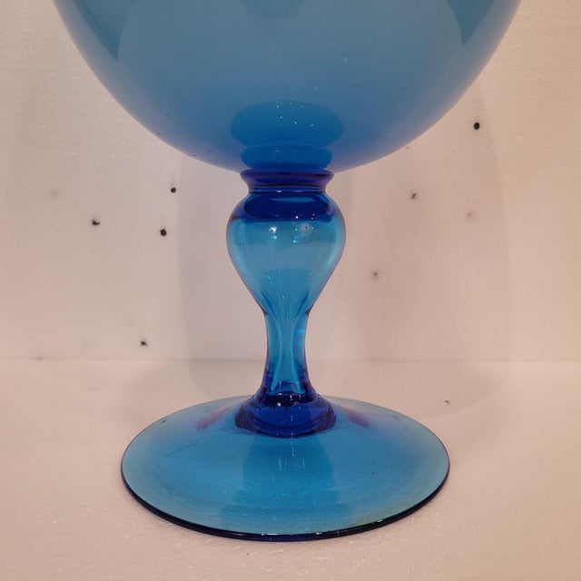 Vintage Italian Opal Blue Crystal Vase, 1970s For Sale - Image 16 of 18