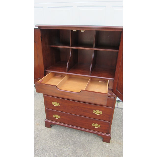 1980s Henkel Harris Cherry Armoire Wardrobe Designer For Sale - Image 6 of 10