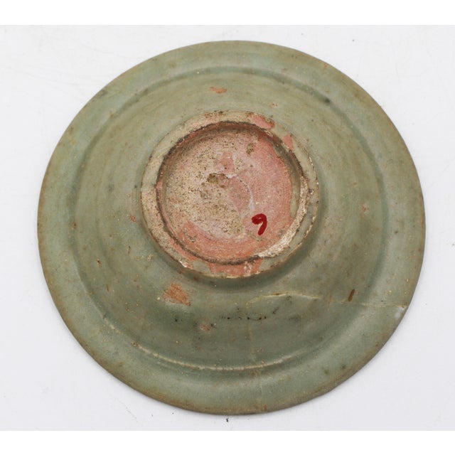 15th Century & Earlier Circa 1271-1368 Chinese Yuan Dynasty Celadon Glazed Pottery Libation Dish For Sale - Image 5 of 6