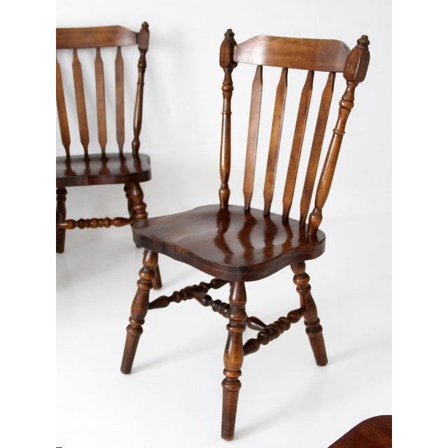 Vintage Colonial Spindle Back Wood Dining Chairs Set of 6 For Sale - Image 15 of 16