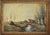 Mid-19th century river & cottage scene oil on canvas landscape painting, English. "Across the Field". Period frame....