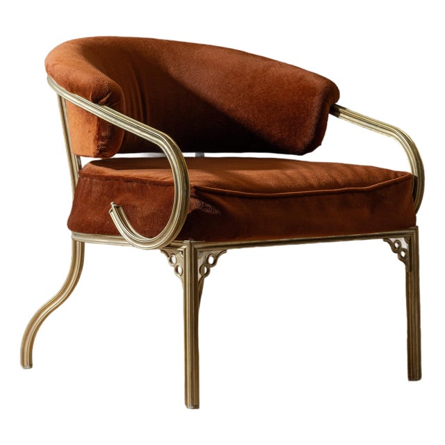 Mid-Century John Van Koert Troy Sunshade Cymbal Gold Aluminum Lounge Armchair, Attributed For Sale