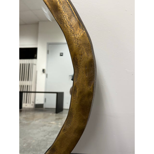 2020s Cb2 Abel Brass Round Wall Mirror For Sale - Image 5 of 12