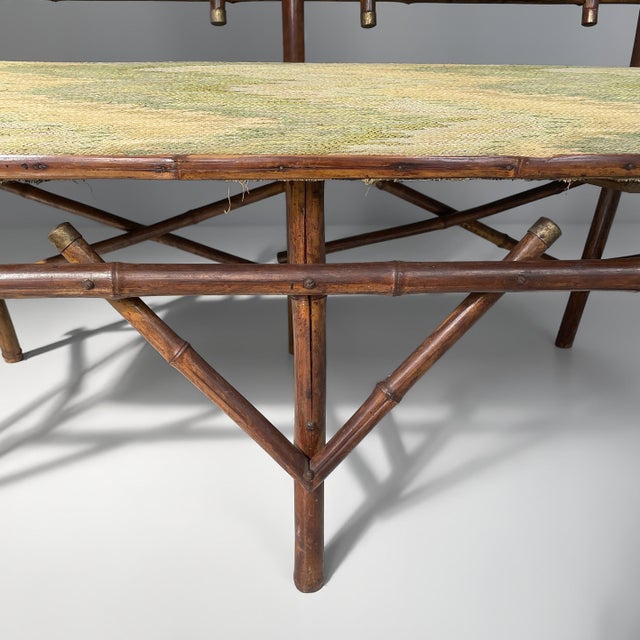 Art Deco Italian Sofa in Fabric and Bamboo, 1930s For Sale - Image 11 of 14