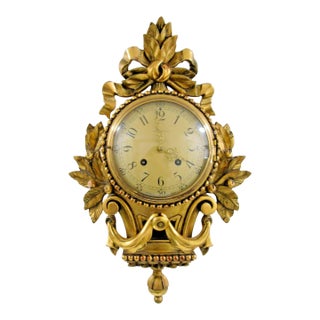 1960s Vintage Swedish Rococo Style Cartel Wall Clock by Westerstrand Töreboda For Sale