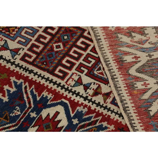 Red Vintage Turkish Tribal Runner in Red With Colorful Medallions | Rug & Kilim For Sale - Image 8 of 8