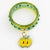 Contemporary Miu Miu Turquoise and Yellow Acrylic Jeweled Bracelet Bangle With Apple Charm For Sale - Image 3 of 11