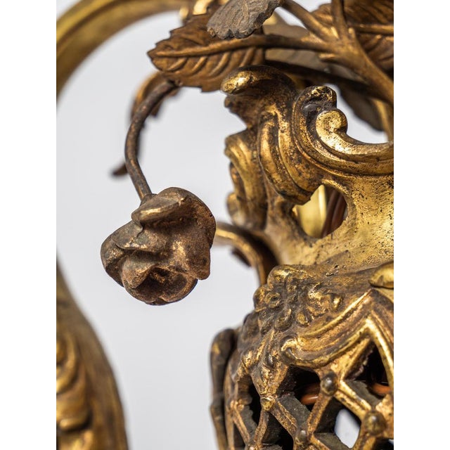 Art Nouveau Bronze Chandelier with Glass Shades, 1898 For Sale - Image 18 of 18