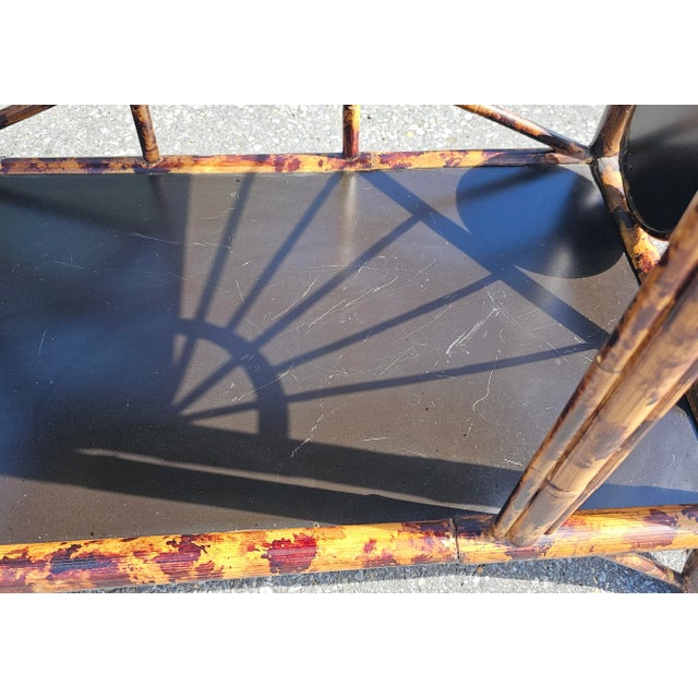 Wood Faux Bamboo Rattan Enamel and Decorated Slant Top Secretary Desk For Sale - Image 7 of 10