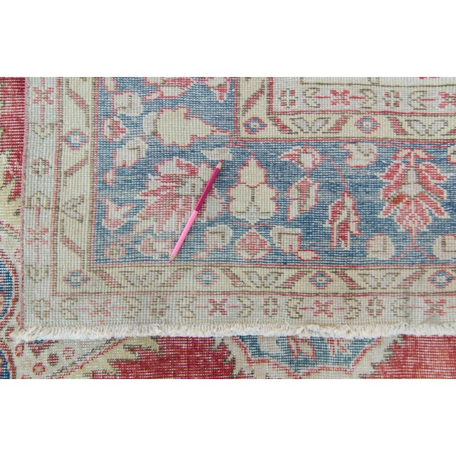 House of Séance - 1960s Vintage Isparta Oushak Geometric Red Large Wool Pile Hand-Knotted Rug - 8’3” X 11’2” For Sale - Image 10 of 11